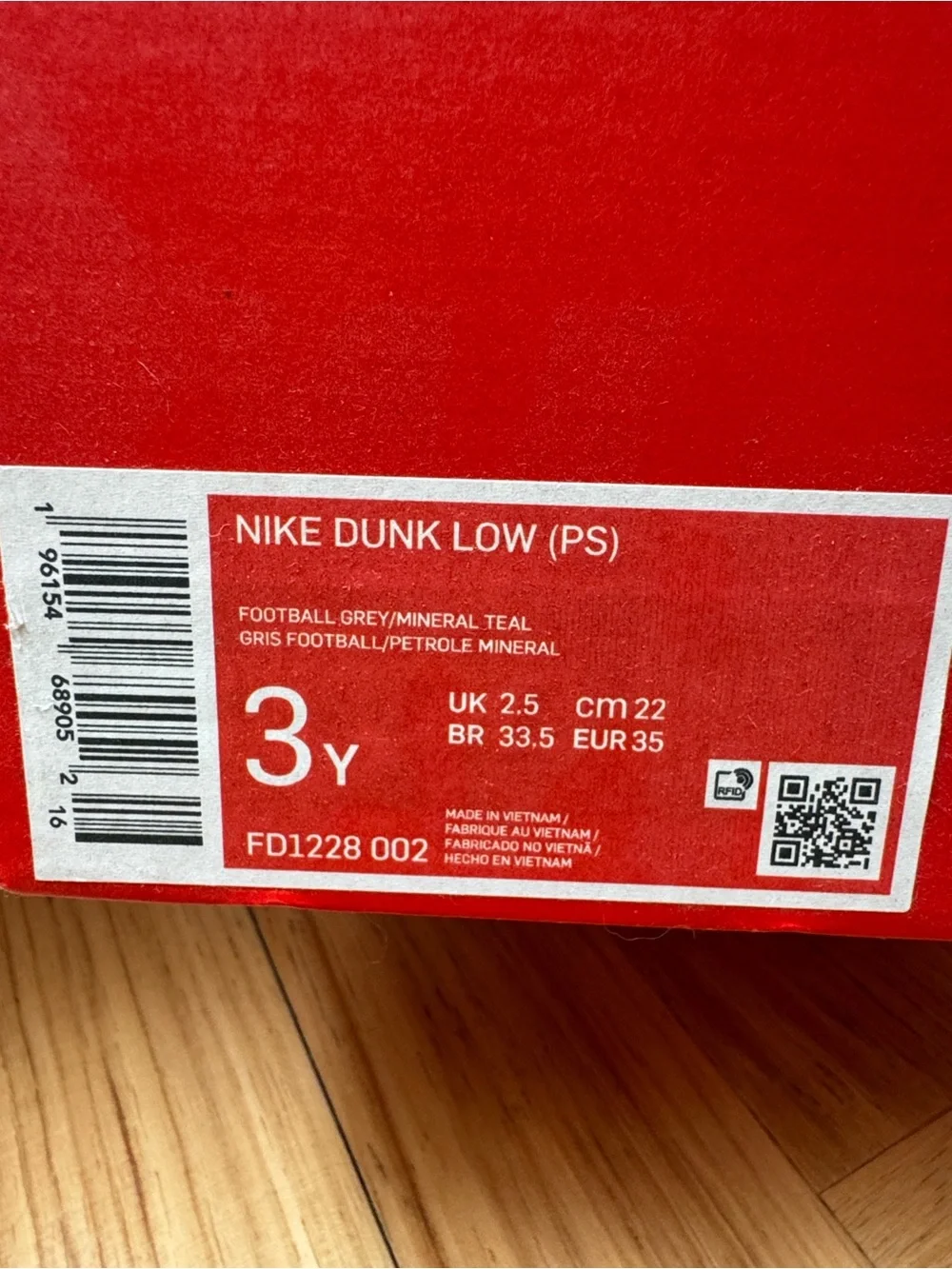 Nike Kids Dunk Low - Football Grey & Mineral Teal